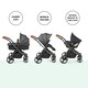 image 4 of Stomp Luxe 12pc Travel System with Stratus i-Size Car Seat & ISOFIX Base, Carrycot, Reversible Seat, Rain Cover & More (Black/Charcoal Grey/Tan)