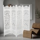 image 4 of 4 Panel Heavy Duty Carved  Screen Wooden Lotus Design Room Divider White 200 x 180 cm | White | White | 200 x 180 cm