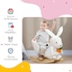 image 4 of HOMCOM Kids Rocking Horse, Plush Rabbit-Shaped Baby Rocking Animal with Carrot Toy, Safety Harness, Realistic Sounds, Foot Pedals, for Toddlers Aged 18-36 Months - White