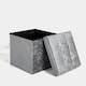 image 3 of Home Republic Crushed Velvet Storage Ottoman - 38cm X 38cm Foldable Grey