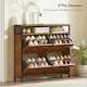 image 3 of HOMCOM Shoe Cabinet with 4 Flip Drawers, Holds 12-20 Pairs Brown | 98W x 24D x 95H cm