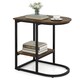 image 1 of COSTWAY C-shaped End Table Modern Sofa Side Table Brown