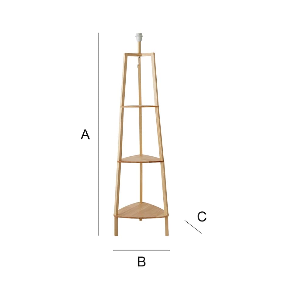 image 1 of ValueLights Hiru Natural Wood 3 Tier Shelf Floor Lamp | Brown