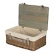image 1 of 41cm Antique Wash White Lined Willow Empty Picnic Basket with Pinewood Lid | Brown | Brown | M | 1