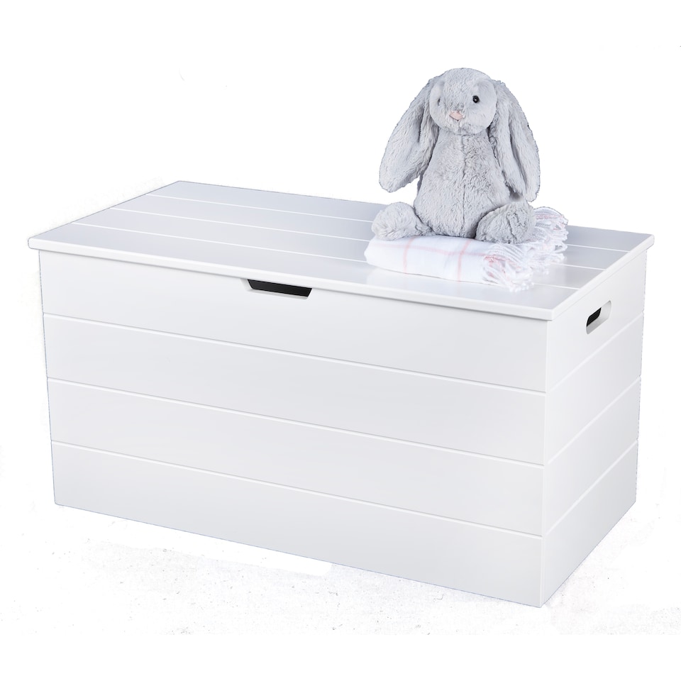 image 1 of Seaton White Wooden Storage Chest, Blanket Box, Trunk, Ottoman, Toy Box