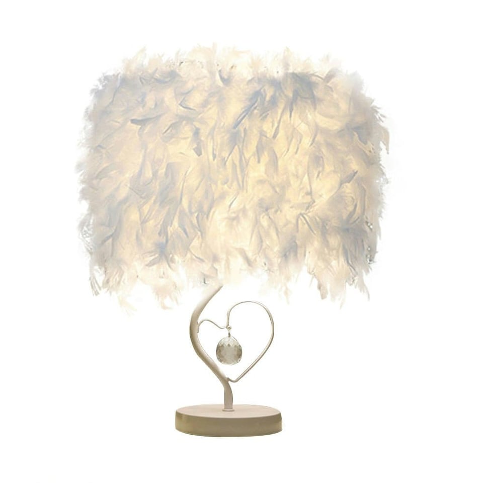 image 1 of Living and Home Modern Feather Bedside Table Lamp