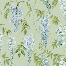 World of Wallpaper Wisteria Wallpaper - Sage Green/Blue - 10m x 0.5m Green