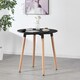 image 3 of 5PCs Dining Set - a Black Round Dining Table & Set of 4 White Lorenzo Tulip chairs with Padded Seat | Blue