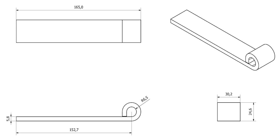 image 1 of 2 x Straight Strap Tailgate Hinge Eyelet 12.5mm Pin Weld On Trailer Truck 150mm