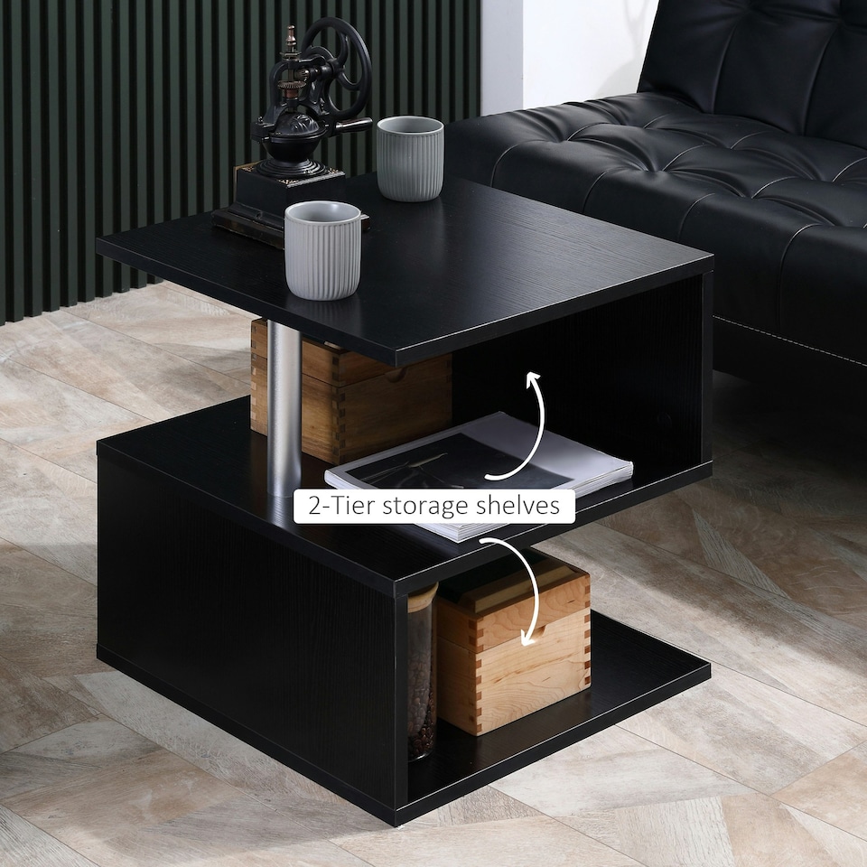 image 1 of HOMCOM Coffee End Table Side TV Sofa Stand Living Room Office Furniture White Black