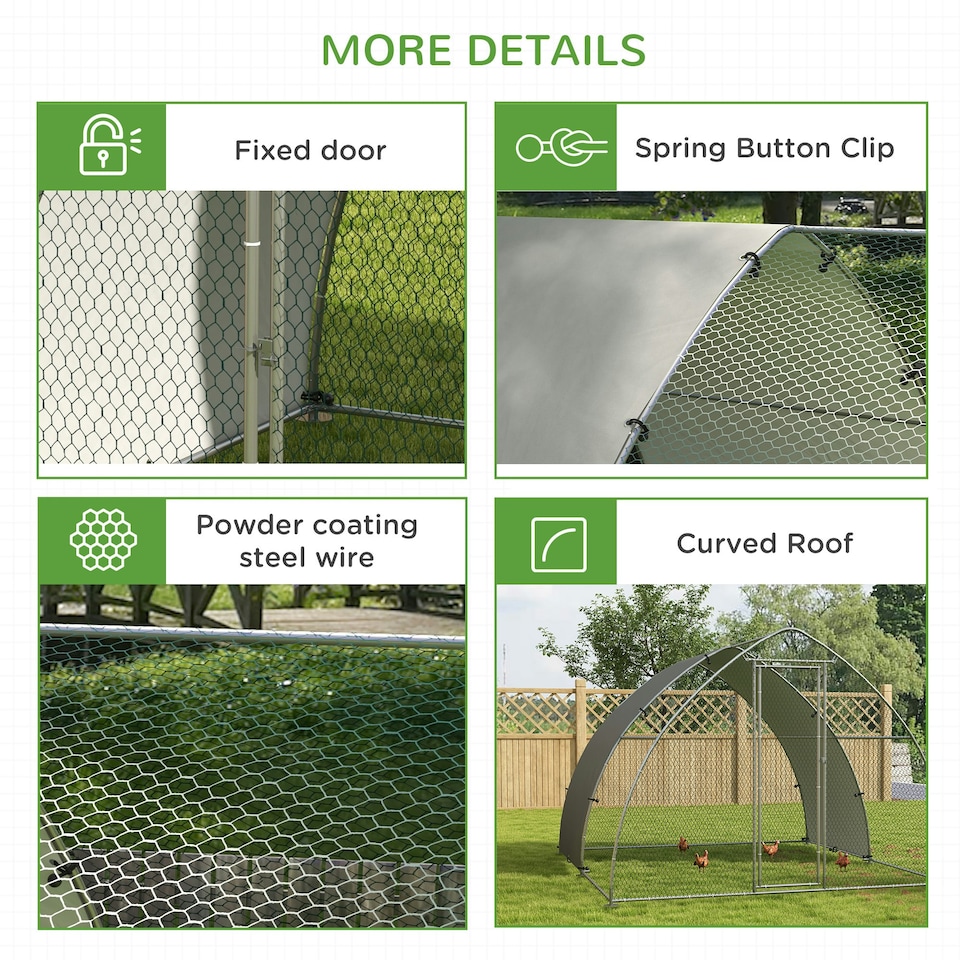 image 1 of PawHut Walk-In Chicken Run w/ Cover, for 8-12 Chickens, 3 x 3.8 x 2.2m
