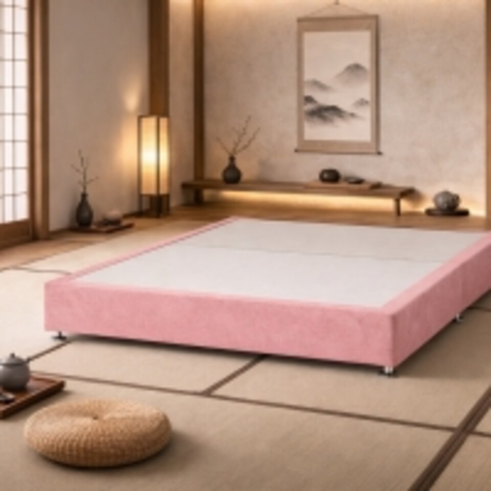 image 1 of Kyoto Low Platform Divan Bed 5FT Kingsize Pink Plush Velvet