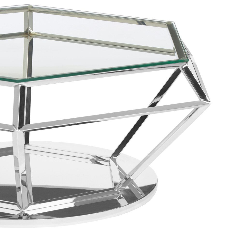 image 1 of Interiors By Premier Contemporary Silver Finish Diamond Design End Table, Elegant End Table, Stainless Steel Frame Bedside Table Silver