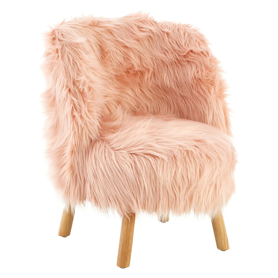image 1 of Premier Kids Pink Faux Fur Chair, Backrest Indoor Accent Chair, Easy to Clean Small Lounge Chair
