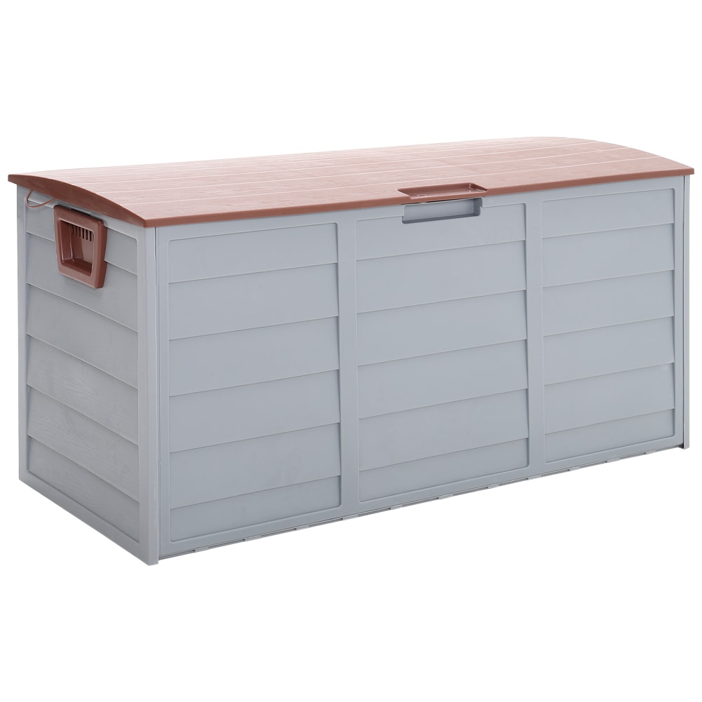 Living and Home 290L Outdoor Plastic Garden Storage Box with Wheels, Brown | Brown | 290L | 1
