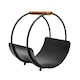 image 1 of Leather Handle Round Log Holder N/A