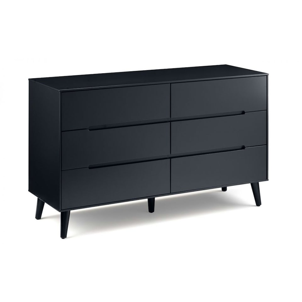 image 1 of Retro Anthracite Wide Chest - 6 Drawers