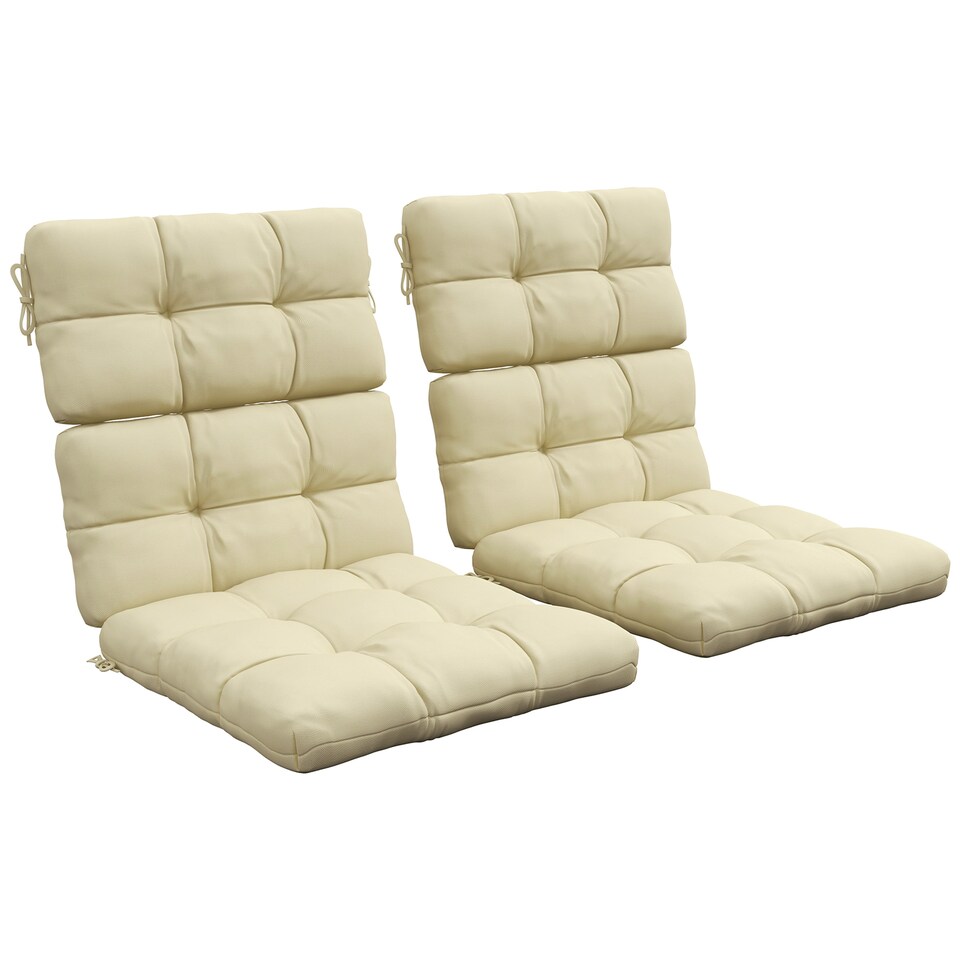 image 1 of Outsunny 2pc Outdoor Seat Cushion with Backrest, Ties, for Garden, Beige