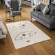 image 2 of Line art Illustration with Mystical and Celestial elements like stars, moon, sun and planets (Rug) Cream | L