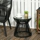 image 2 of Outsunny PE Rattan End Table, Round Hollow Drum Design Side Table, Black