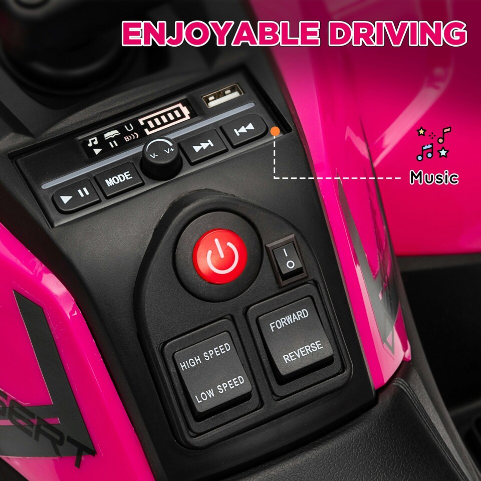 image 1 of AIYAPLAY 12V Kids Quad Bike w/ 4 Suspension Wheels, for 3-5 Years, Pink