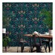 image 3 of Grandeco Peacock Damask Vinyl Textured Wallpaper - Navy/Pink - 10.05m x 0.53m Blue