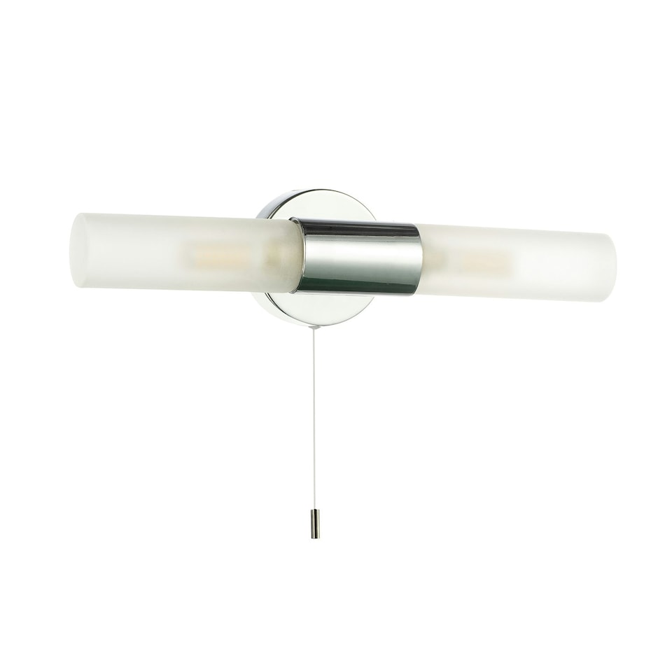 image 1 of Modern Chrome IP44 Rated Bathroom Wall Light Fitting with Tubular Glass Shades | Chrome