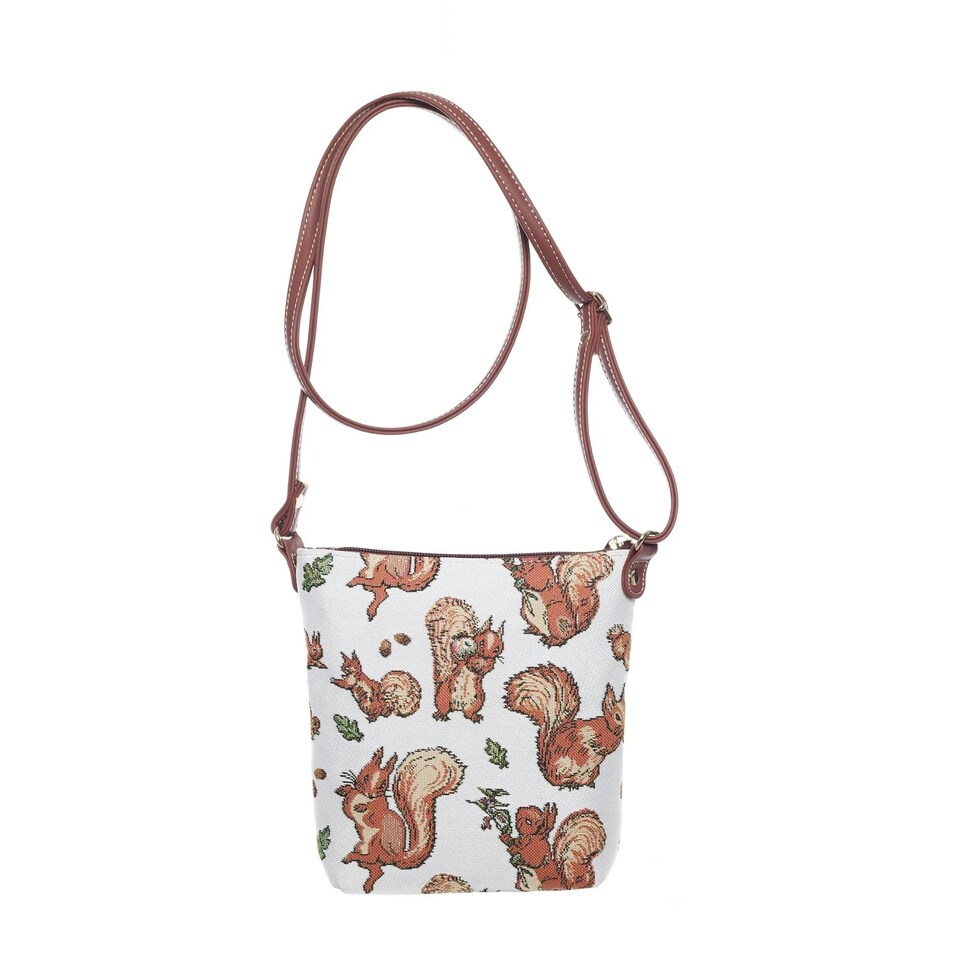 image 1 of Signare Adjustable Sling Bag - Peter Rabbit Squirrel Nutkin Brown | Beige