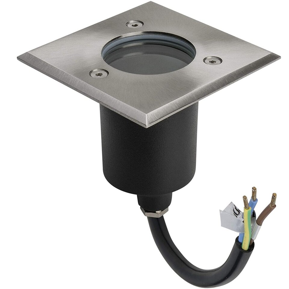 image 1 of CGC MYAH Square Stainless Steel Inground and Decking Light 10 cm | Silver | Stainless steel effect | Height: 10 cm Width: 10 cm Cut Out: 8.5 cm