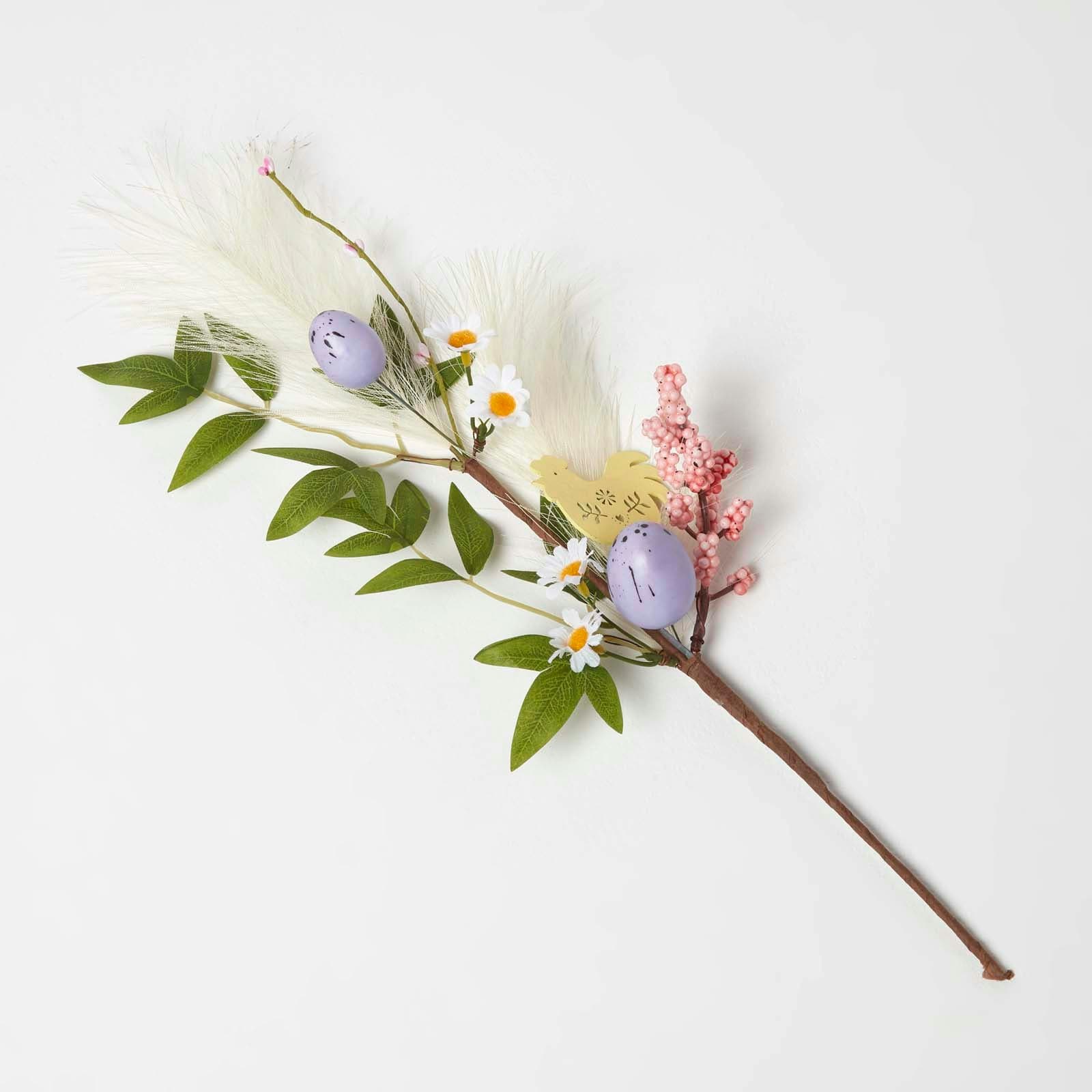 Homescapes Artificial Easter Egg Stem with Hen in Lilac