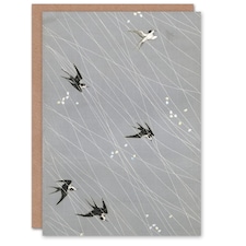 Nampei Swallows Birds Vintage Japanese Illustration Art Greeting Card