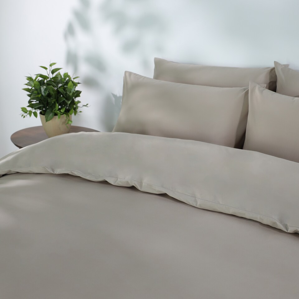 image 1 of Everyday Luxury Cotton Duvet Cover Set - Warm Pebble | Grey | Warm Pebble | Double