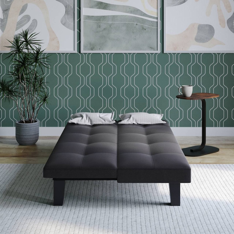 image 1 of 3-Seater Upholstered Sofa Bed Multi-Functional - 68x164x85cm | Black | Not provided | 1