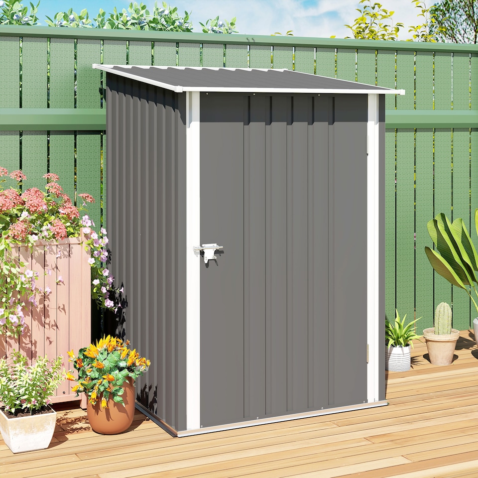 image 1 of Outsunny 3.3ft x 3.4ft Outdoor Storage Shed Steel Garden Shed w/ Lockable Door