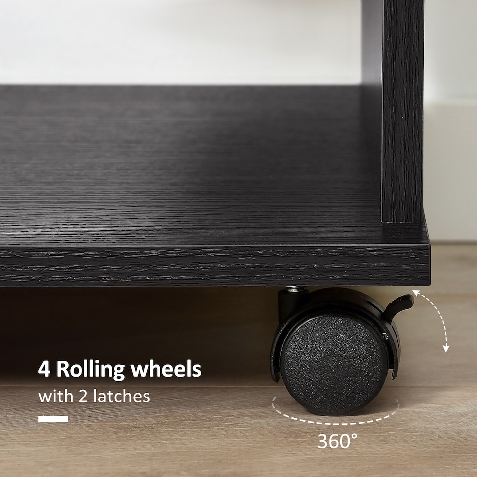 image 1 of HOMCOM Open Wardrobe on Wheels, Bedroom Wardrobe with Clothes Hanging Rail, 3 Storage Shelves, Mobile Garment Rack for Cloakroom, Hallway, Black