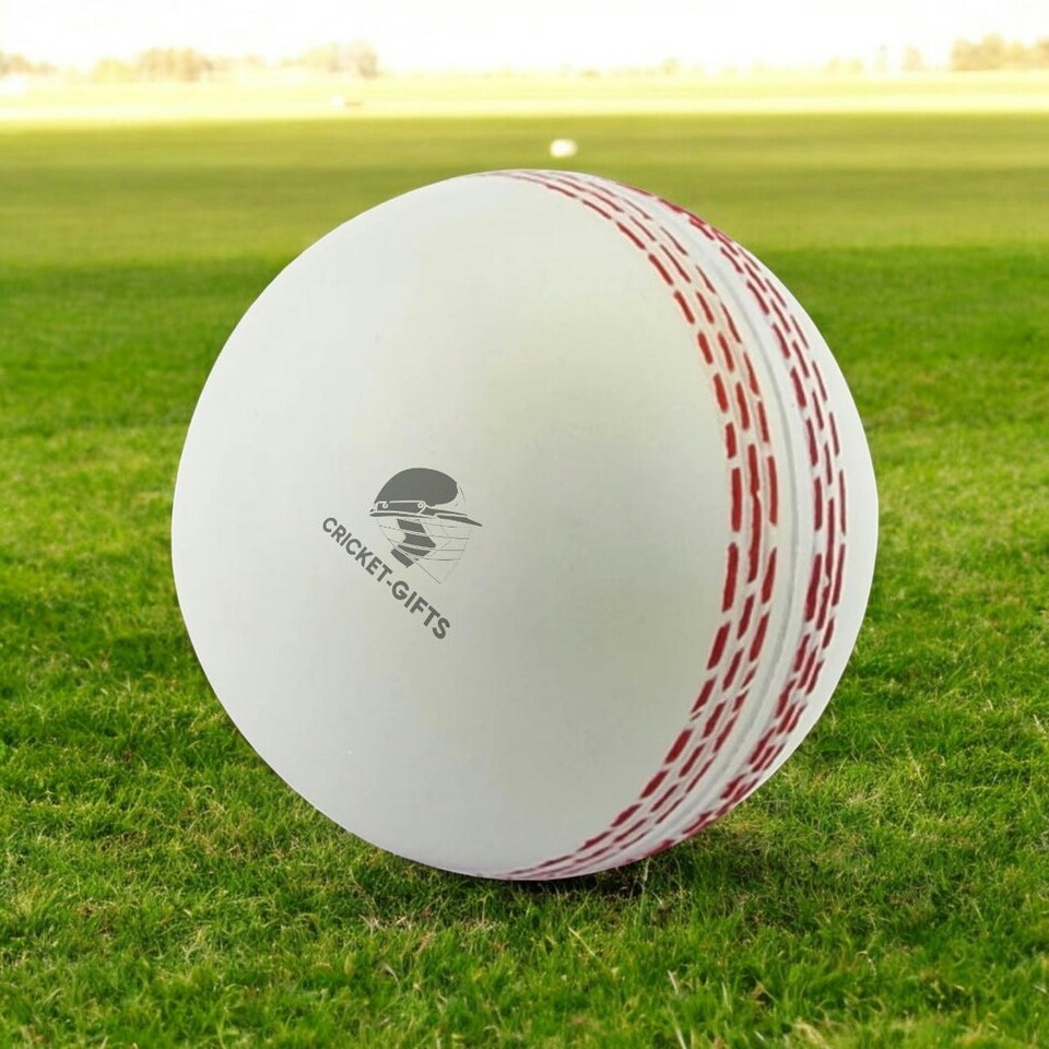 image 1 of CRICKET-GIFTS - Large Cricket Ball Squeezy Stress Ball | Relieve Tension & Improve Focus White