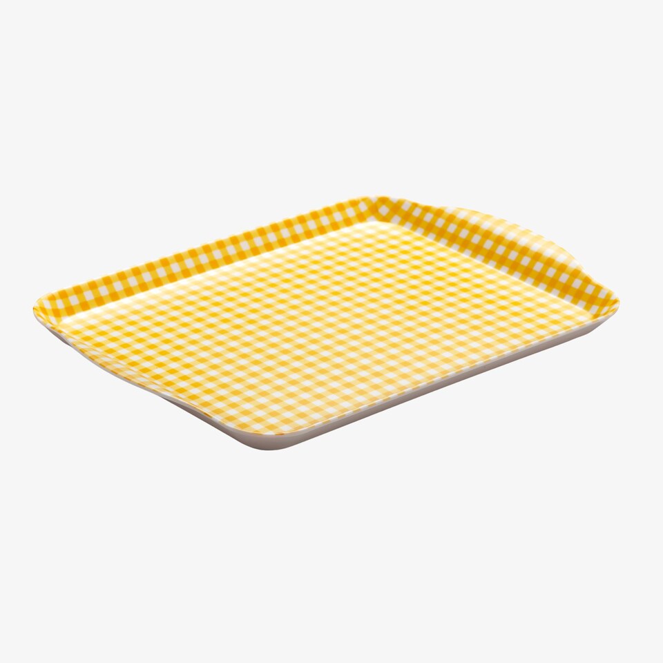 image 1 of Zeal Melamine Small Serving Tray, Gingham Pattern, 25 x 19cm