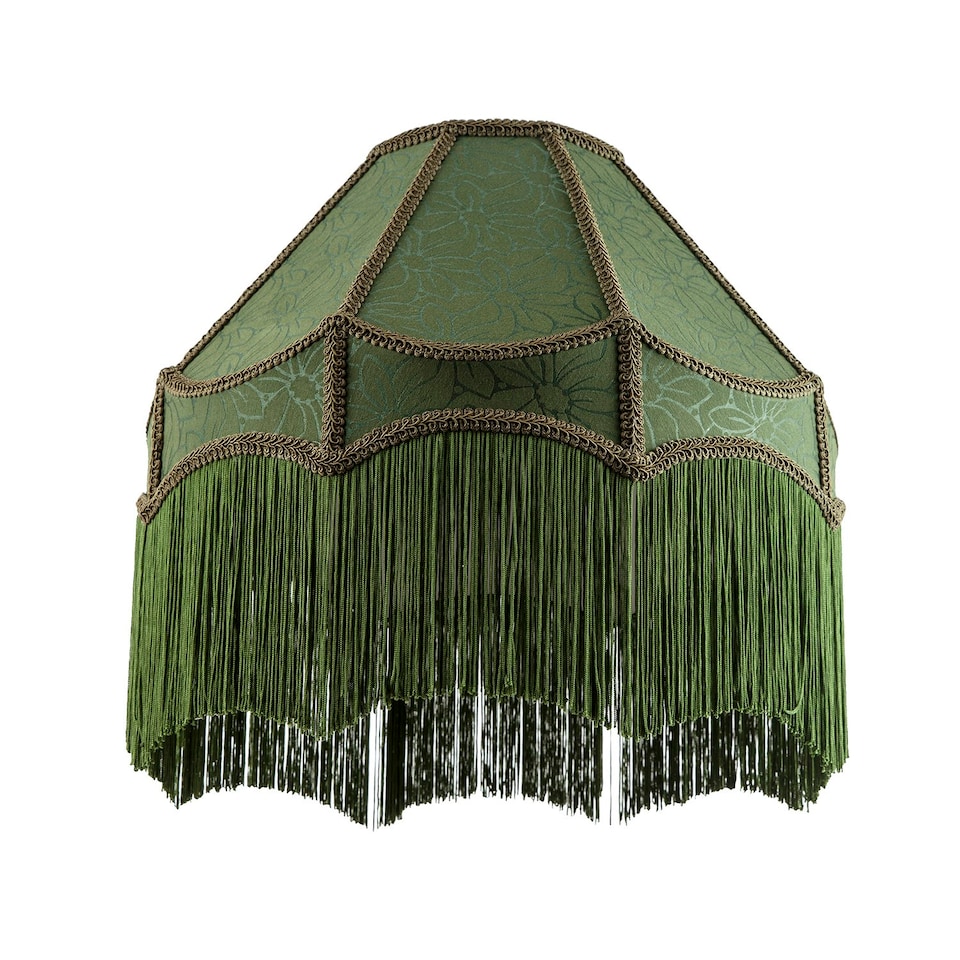 image 1 of Classic Forest Green Floral Jacquard Victorian Empire Pendant Shade Green