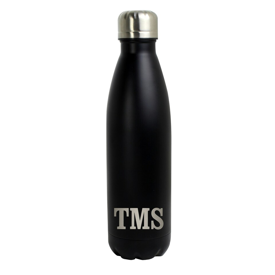 image 1 of Personalised Initials Black Metal Insulated Drinks Bottle