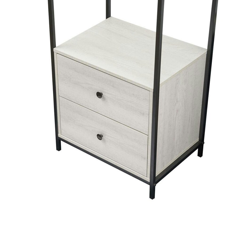 image 1 of Alva Open Wardrobe with 2 Drawers White | White Oak
