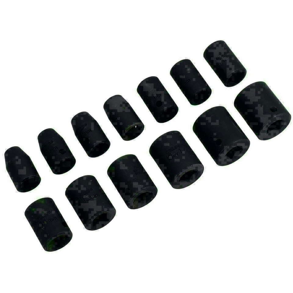 image 1 of 3/8in Drive Shallow Stubby Metric Sockets 6 Sided Single Hex 7mm - 19mm 13pc