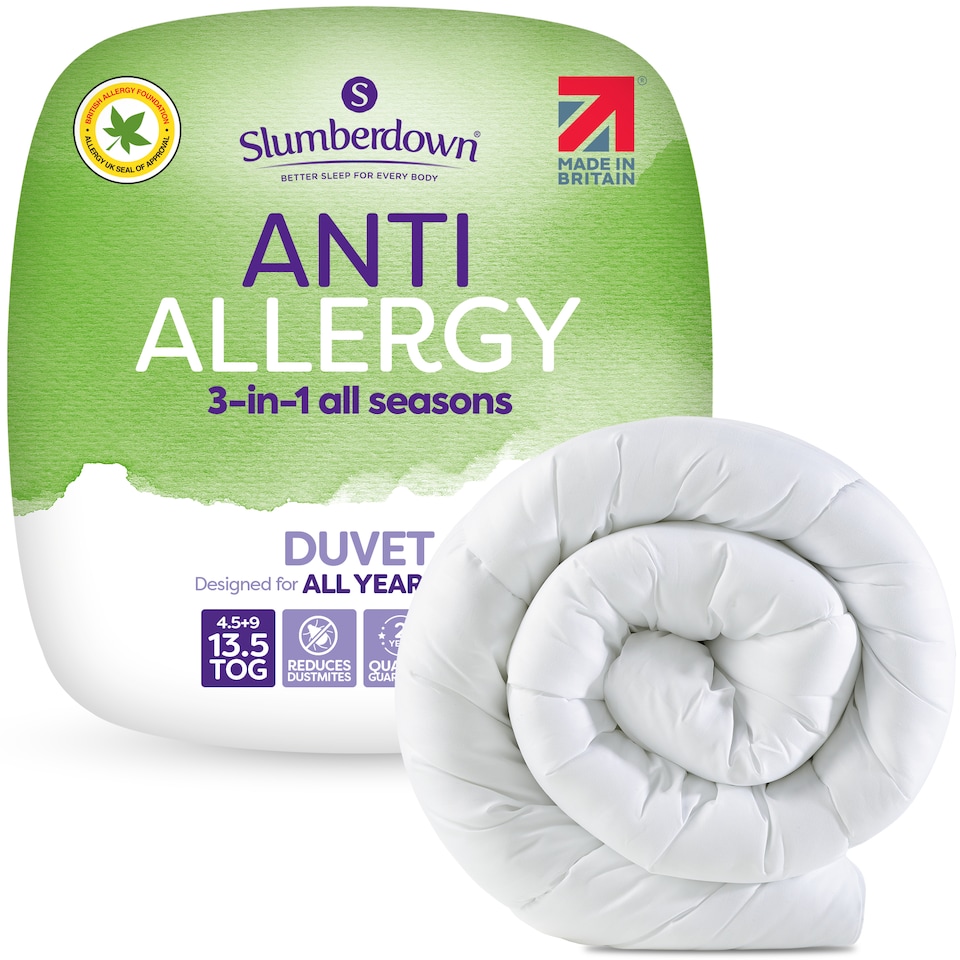 Slumberdown Anti Allergy Duvet, 13.5 Tog All Seasons, Double | White