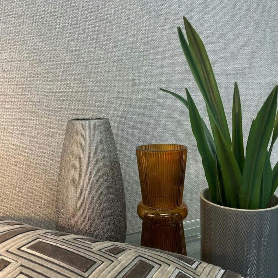 image 1 of Belgravia Palm Textured Wallpaper - Silver - One Size Silver