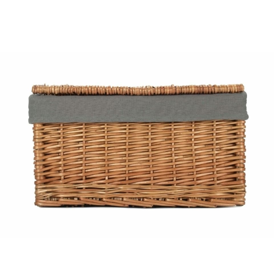 image 1 of Double Steamed Storage Hamper with Grey Sage Lining Brown | Brown | M