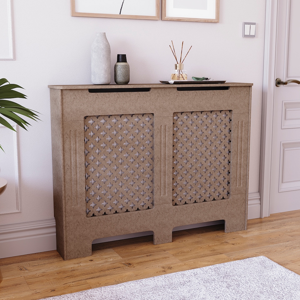 image 1 of Vida Designs Oxford Radiator Cover MDF Cabinet, Unfinished, 111cm