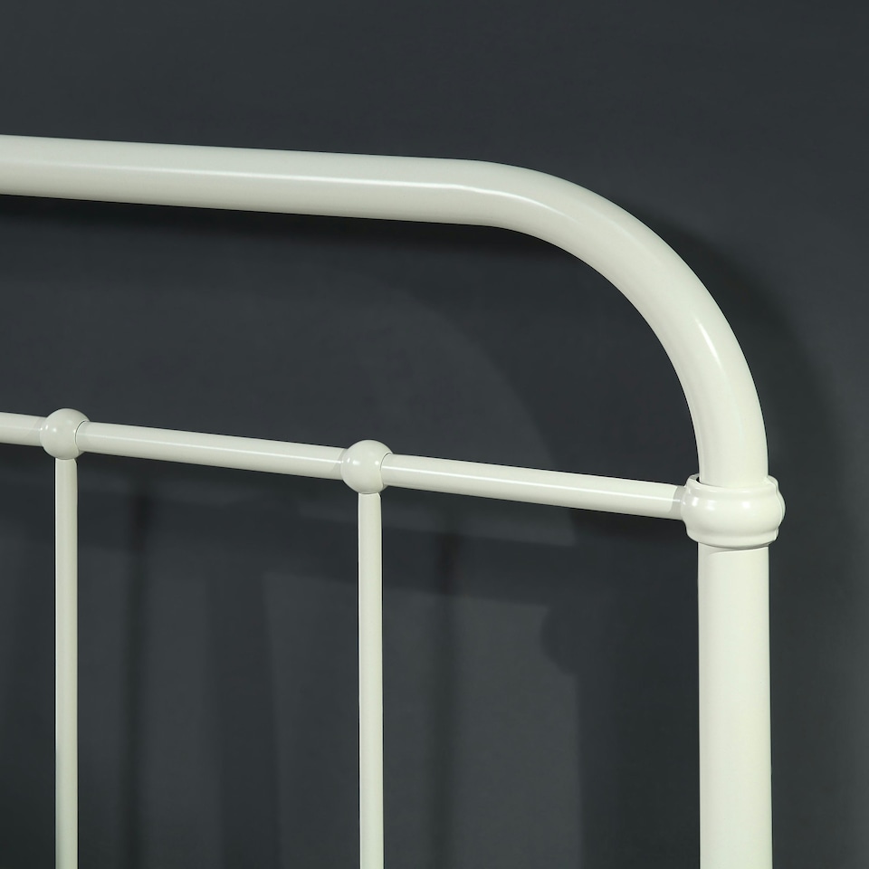 image 1 of Tewin Vintage Hospital Style White Metal Bed Frame (King) | White | White | King