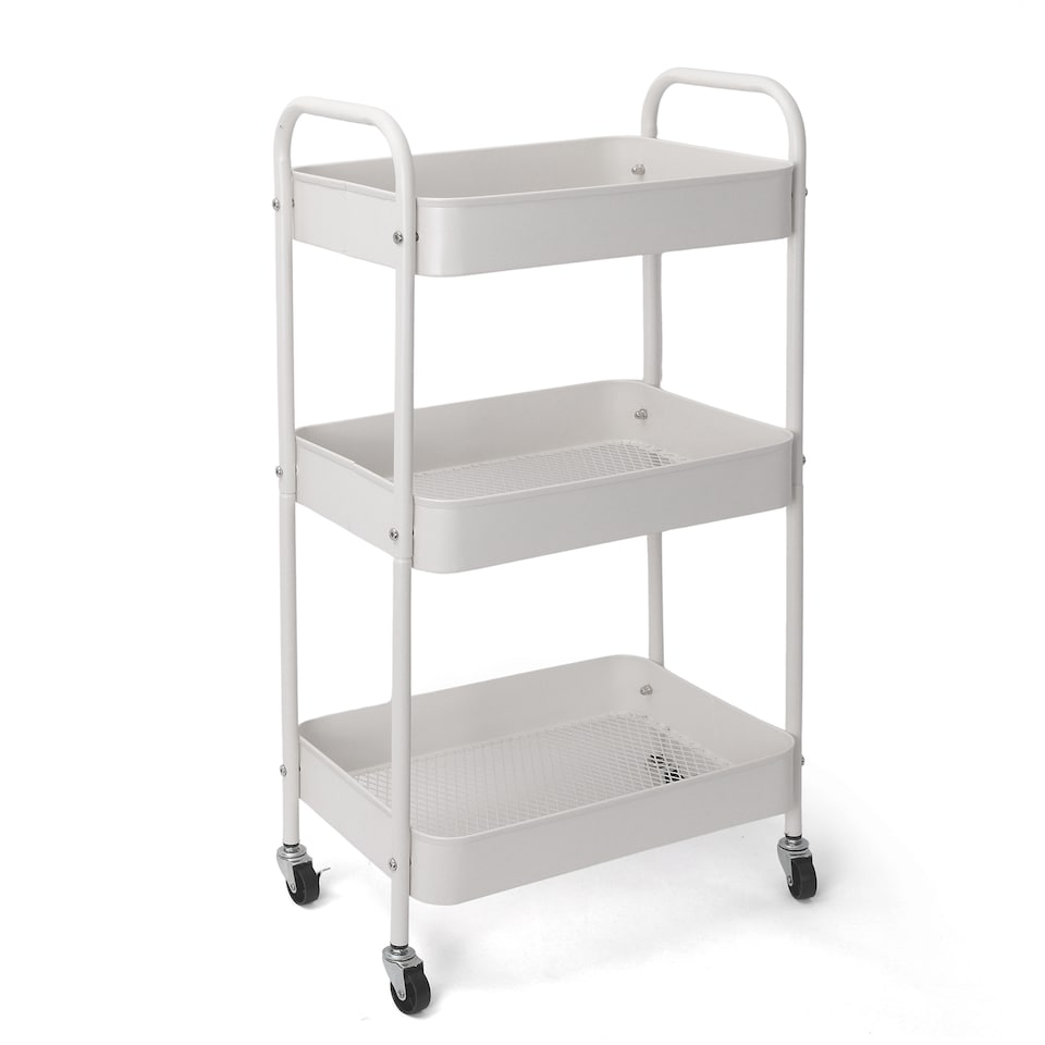 image 1 of Clarisworld 3 Tier Rolling Utility Cart, Metal Storage Trolley with Lockable Wheels & Handles, Mobile Storage Cart Organiser, Storage Rack for Kitchen, Bathroom, Bedroom, Office & Laundry Room