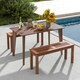 image 4 of COSTWAY Patio Wood Bench 2-Person Solid Wood Dining Bench Brown