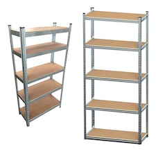 2 x Strong Compact Metal Frame Storage Shelving Units Racking 5 Tier | Brown