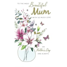 Beautiful Mum Butterfly Blooms! Mother's Day Hand-Finished Card